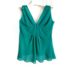 Armani Exchange women;s silk top, dark teal-green. Size M